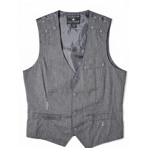 Pop Icon Clothing Men’s Pinstripe Vest Grey Size Medium - Buckle Exclusive